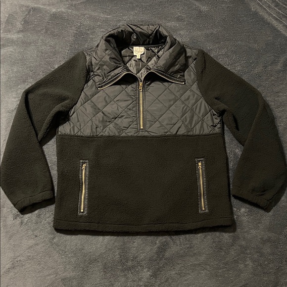 Como Vintage Jackets & Blazers - COMO Vintage women’s medium black pull over jacket soft warm puffer half zip fuz